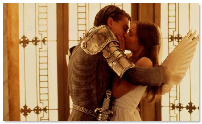 Still photo from Baz Lurhmann's Romeo + Juliet with Clare Danes and Leonardo DiCaprio