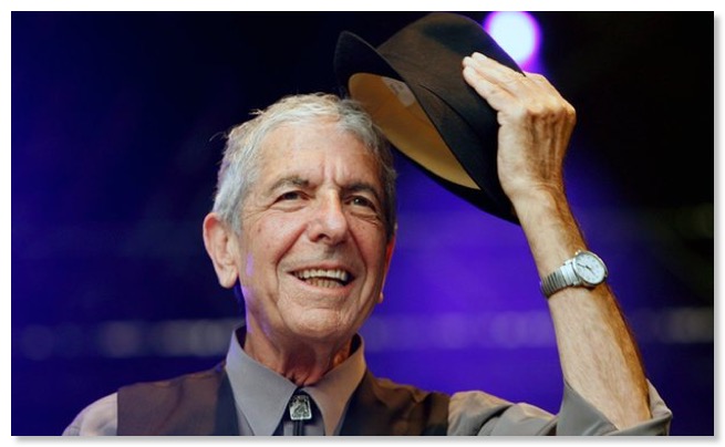 Image of Leonard Cohen wearing a bolo tie