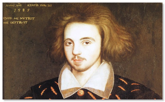 1585 oil painting of Christopher Marlowe